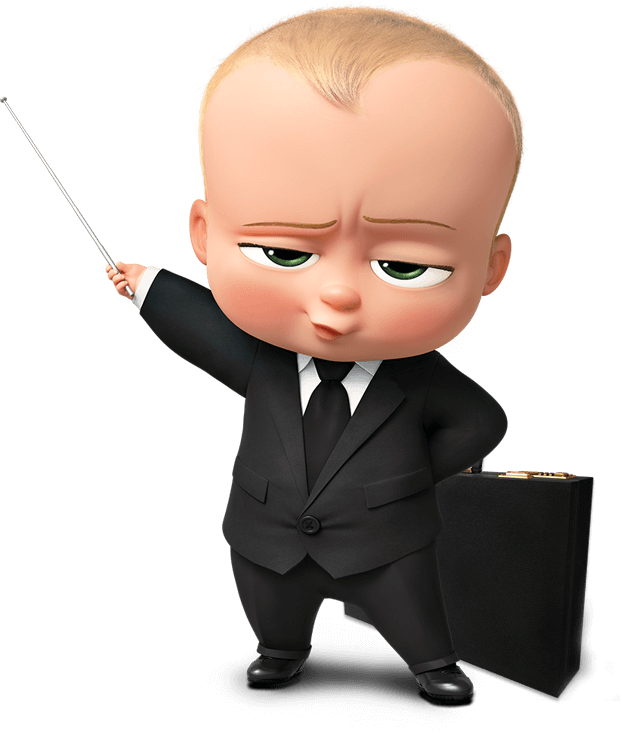 Boss Baby With Briefcaseand Pointer PNG Image