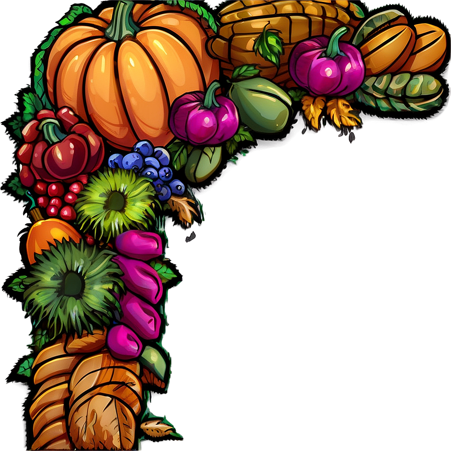 Bountiful Harvest Thanksgiving Border Png Xje63 PNG Image