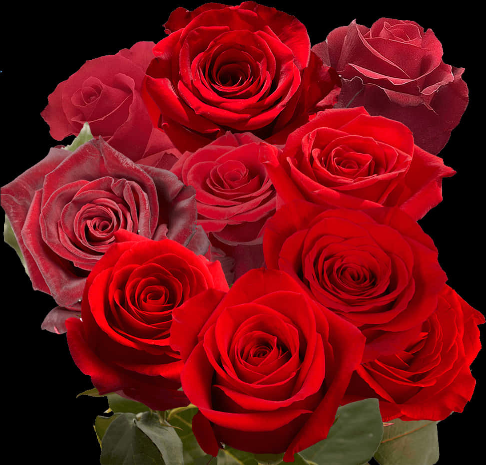 Bouquet_of_ Red_ Roses_ Black_ Background.jpg PNG Image