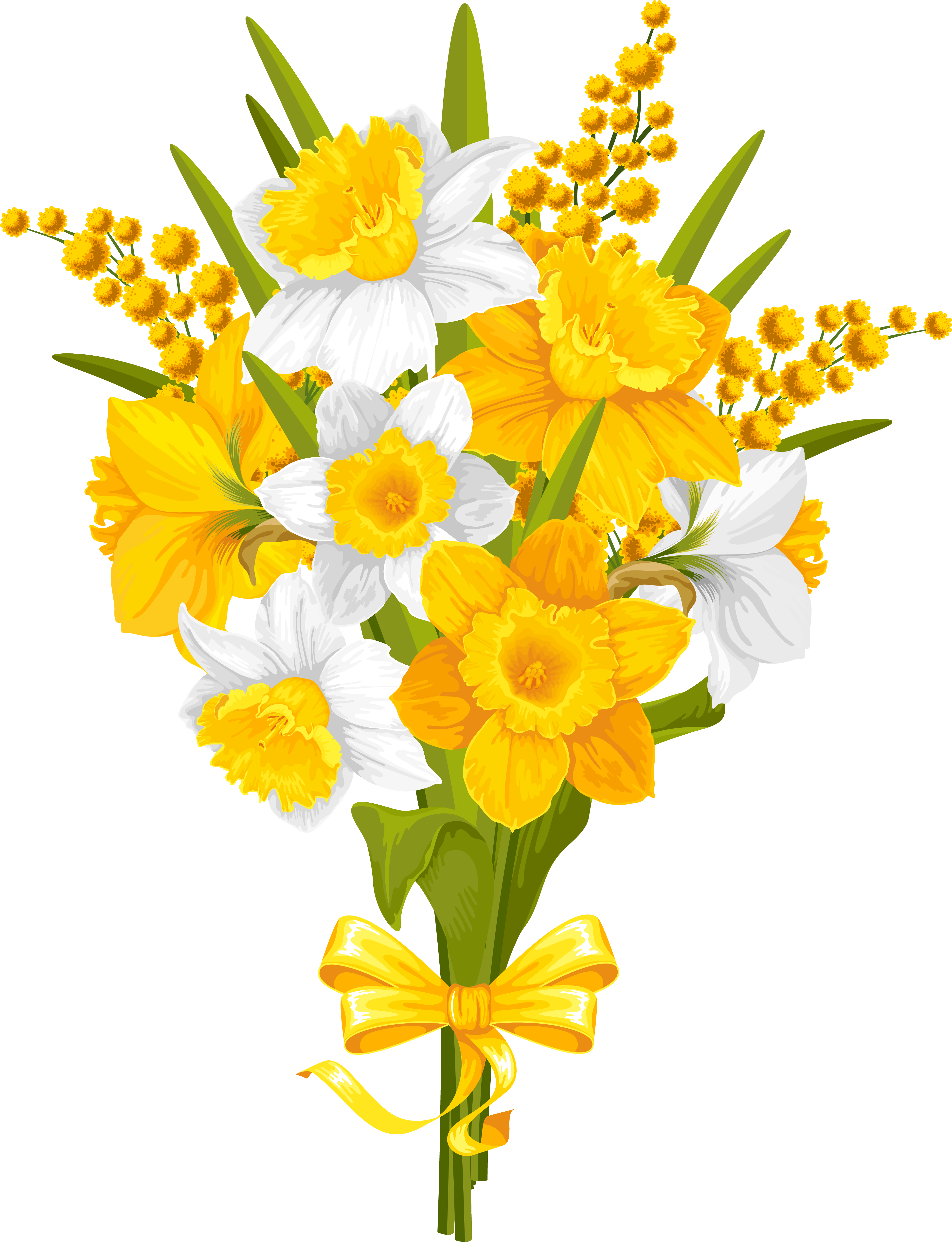 Bouquet_of_ Yellow_and_ White_ Daffodils PNG Image