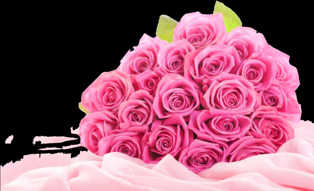 Bouquetof Pink Roseson Black Background PNG Image