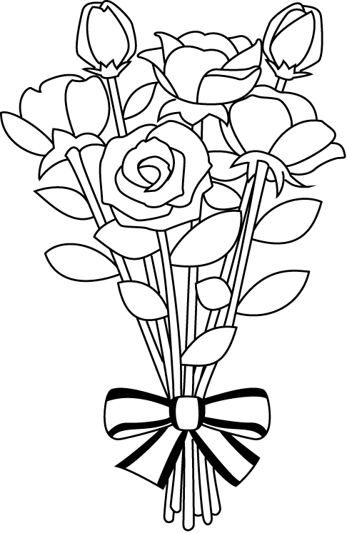 Bouquetof Roses Line Art PNG Image