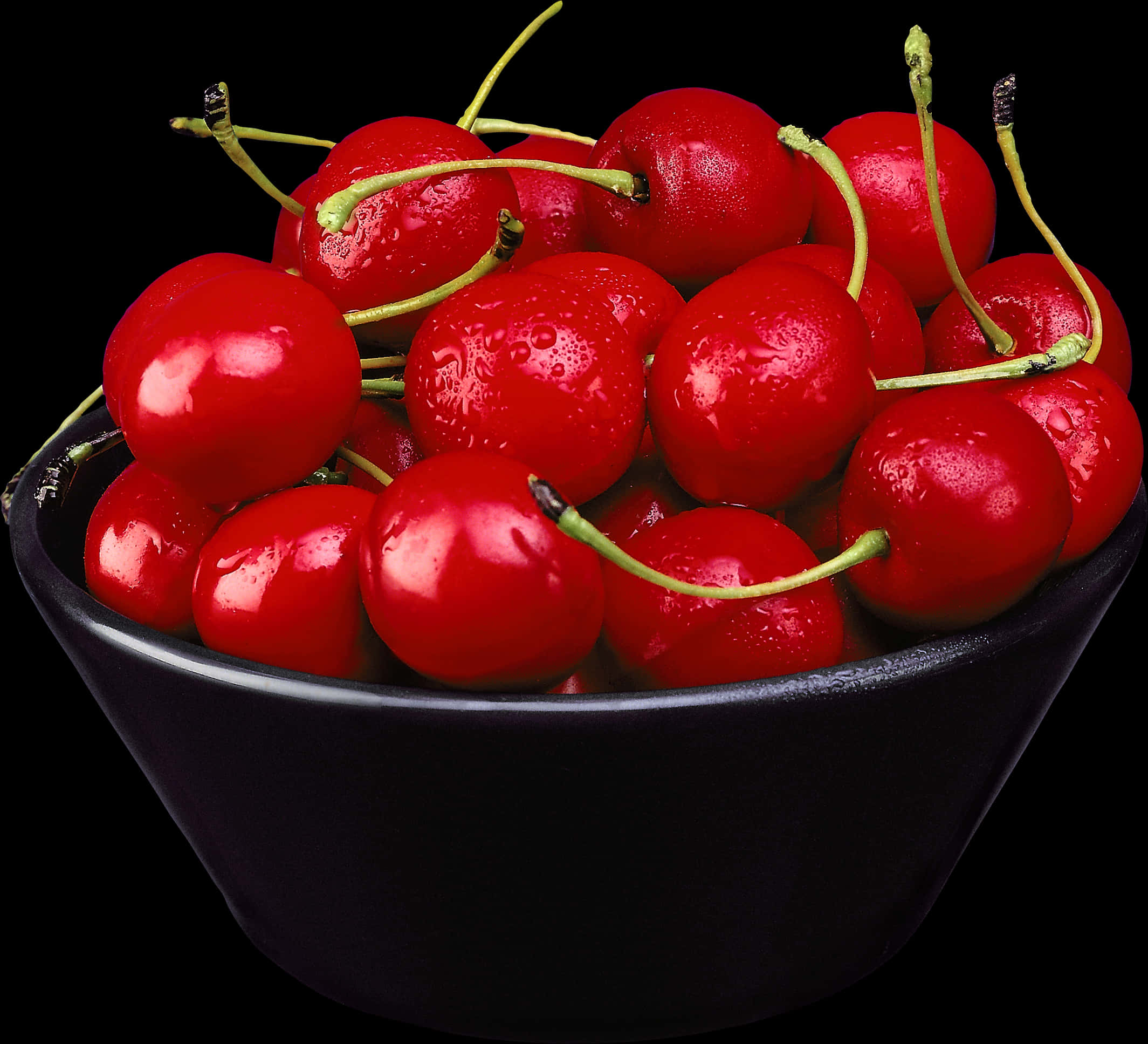 Bowlof Fresh Cherries Black Background PNG Image