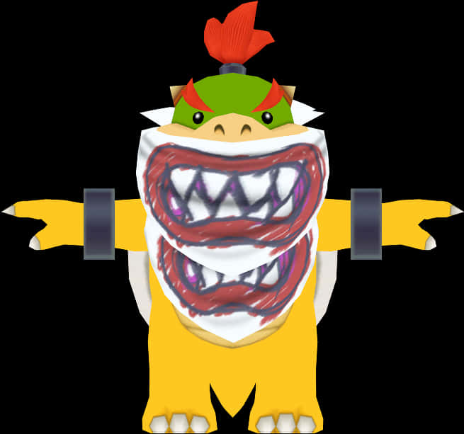 Bowser Cartoon Character Open Mouth PNG Image