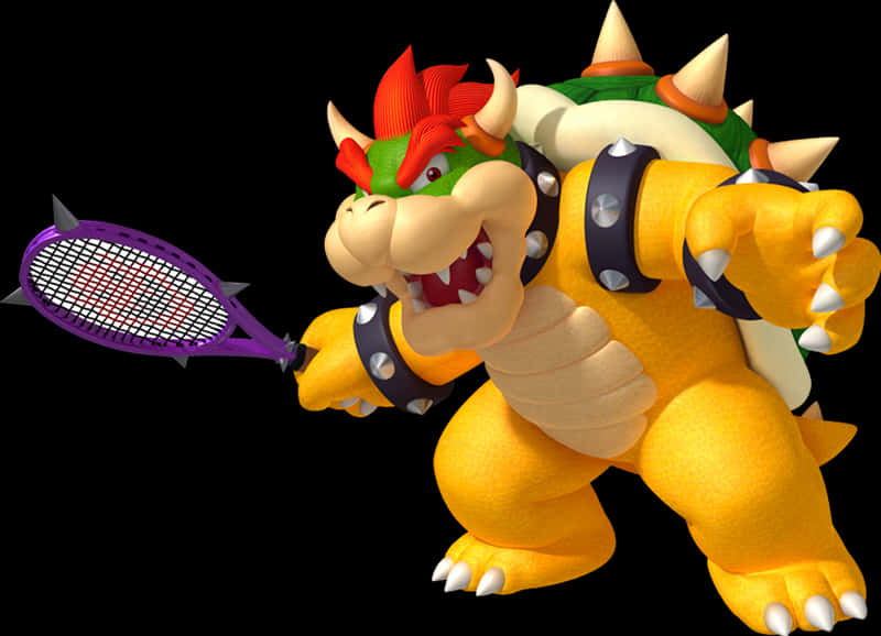 Bowser Playing Tennis PNG Image