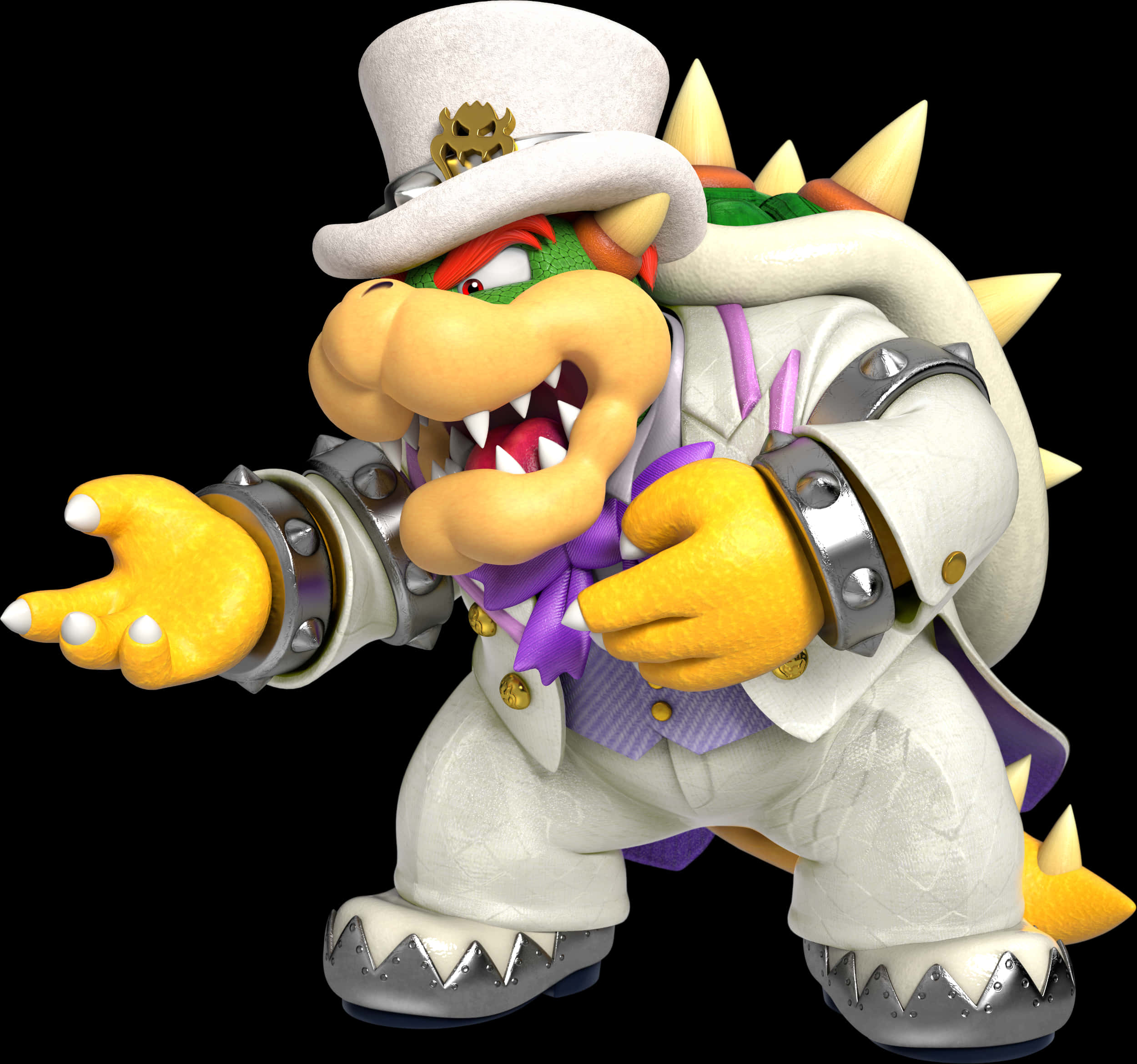 Bowserin White Suit3 D Render PNG Image