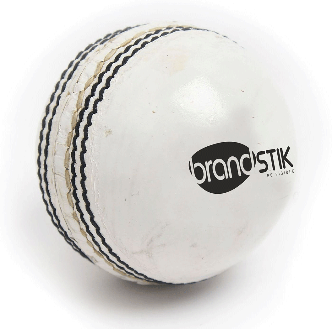 Branded Cricket Ball White PNG Image