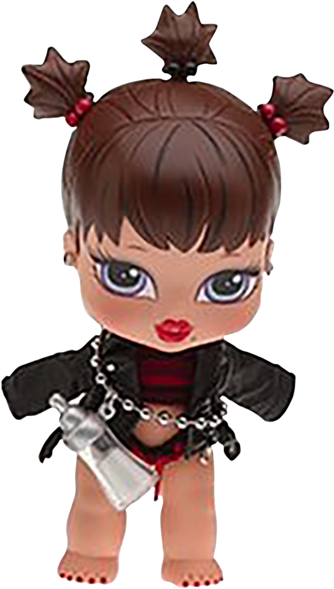 Bratz Dollin Black Outfitwith Bottle PNG Image