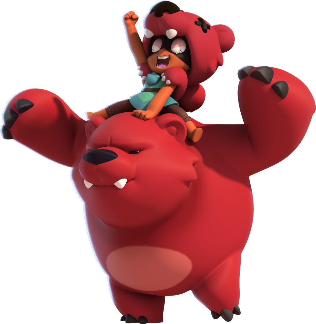 Brawl Stars Nitaand Bear Celebration PNG Image