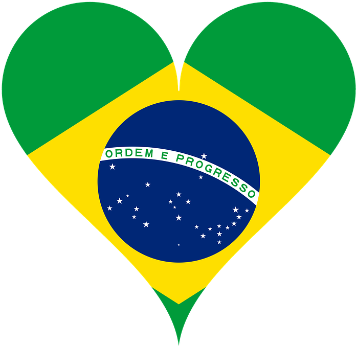 Brazilian Flag Heart Shaped PNG Image