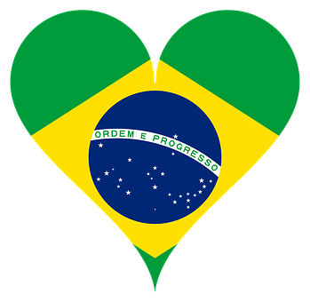 Brazilian Flag Heart Shaped Graphic PNG Image