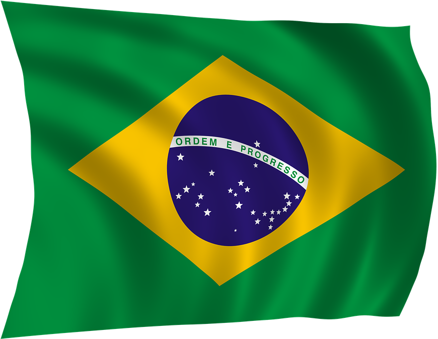 Brazilian National Flag Waving PNG Image