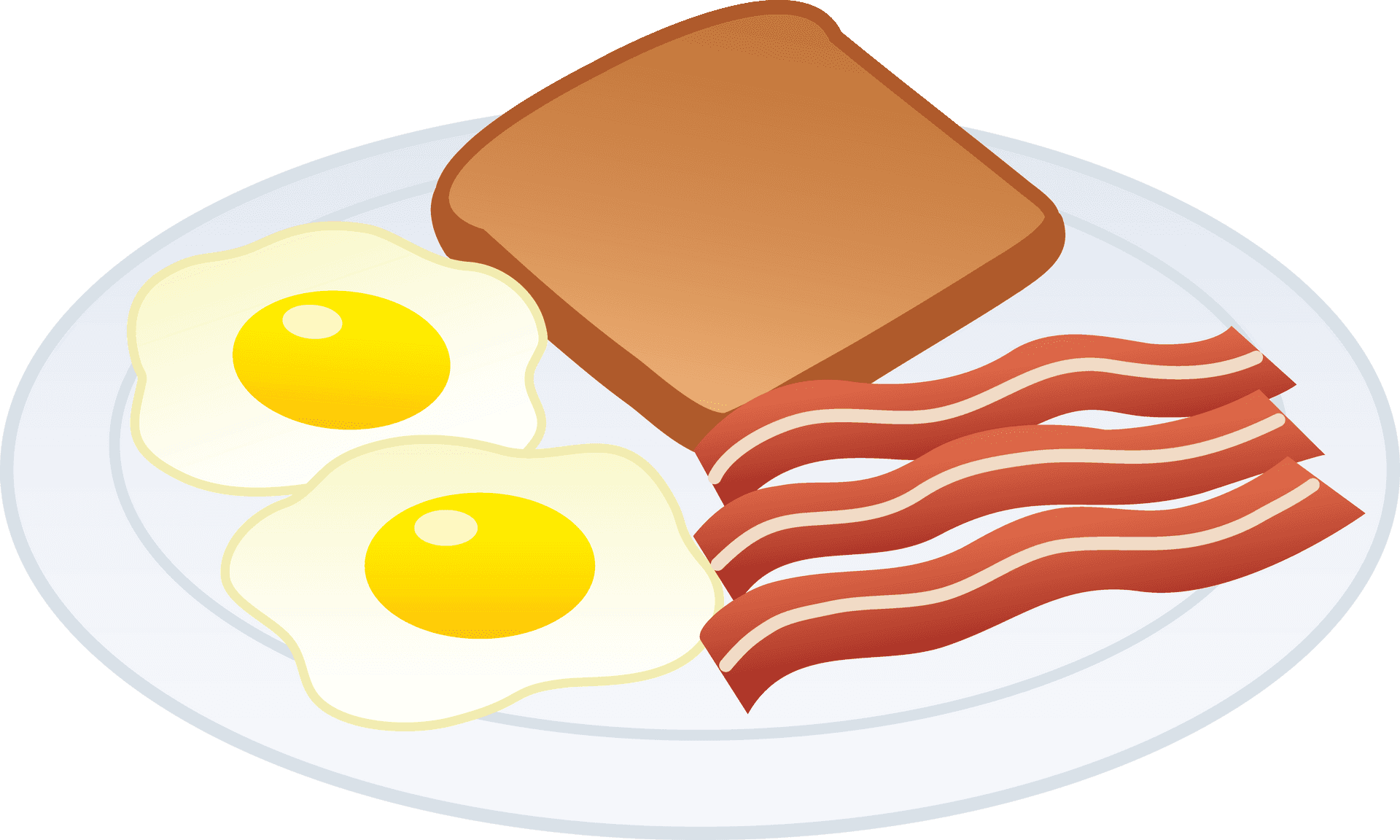 Breakfast Plate Clipart Eggs Bacon Toast PNG Image