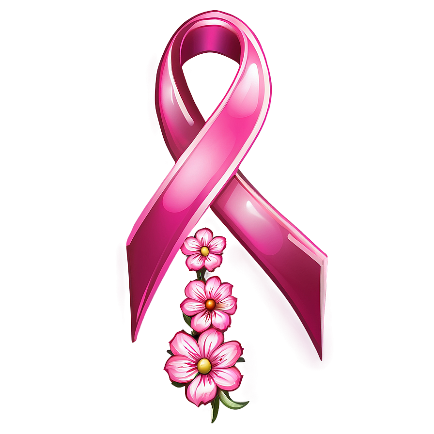 Breast Cancer Ribbon With Flowers Png 24 PNG Image