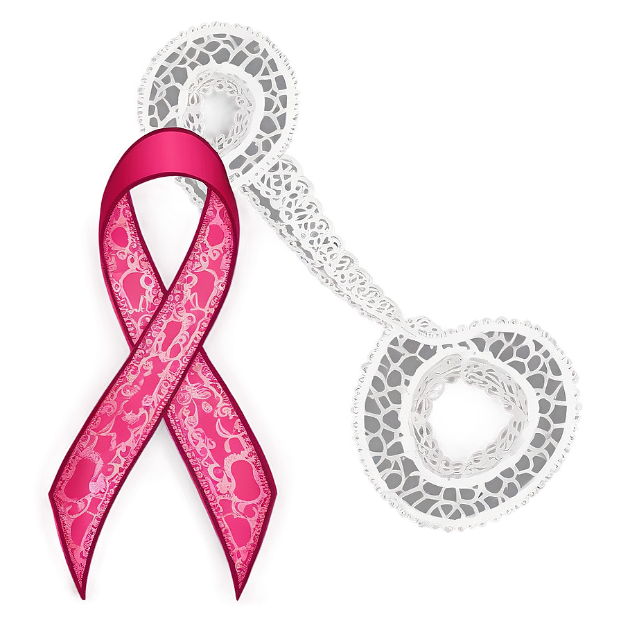 Breast Cancer Ribbon With Lace Png 78 PNG Image