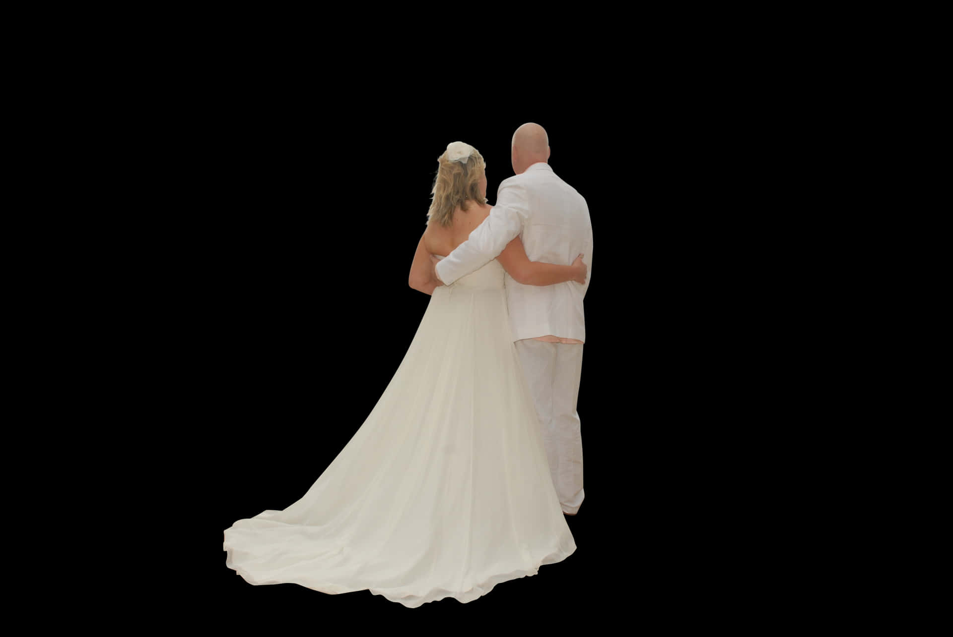 Bride_and_ Groom_ Embrace_ Back_ View PNG Image