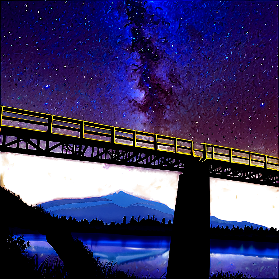 Bridge Under Starry Night Png Jpx PNG Image