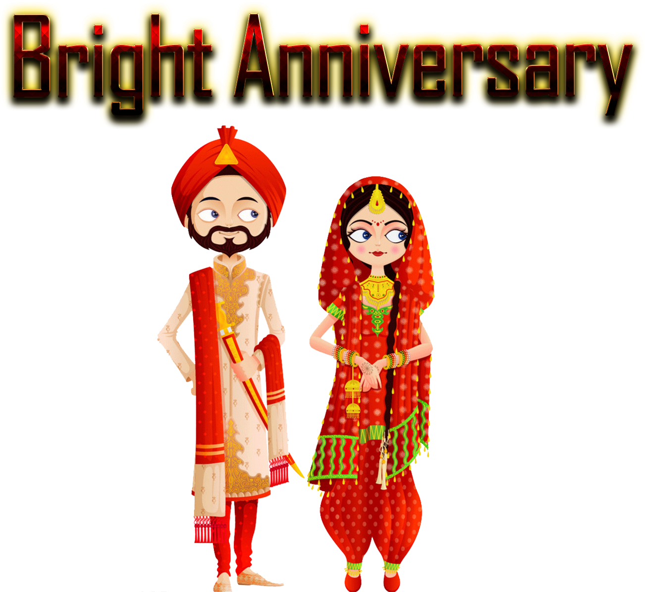 Bright Anniversary_ Couple In Traditional Indian Attire PNG Image