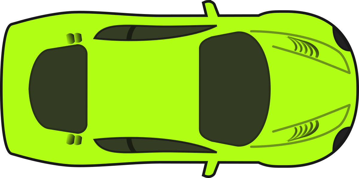 Bright Green Car Top View PNG Image