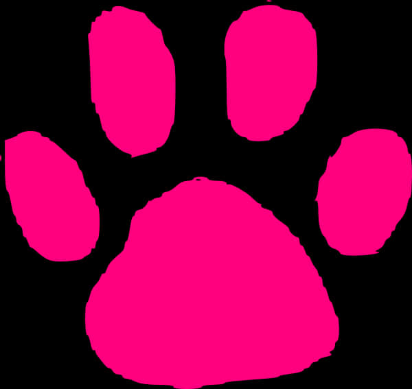 Bright Pink Paw Printon Black Background PNG Image