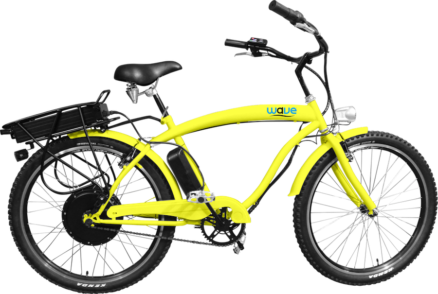 Bright Yellow Electric Bike PNG Image