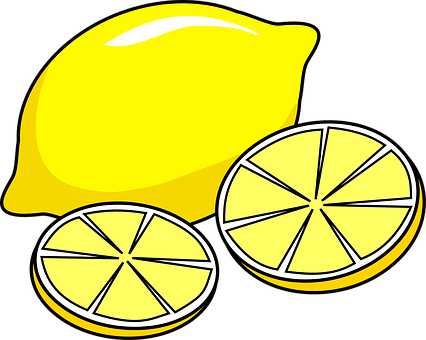 Bright Yellow Lemonand Slices Vector PNG Image