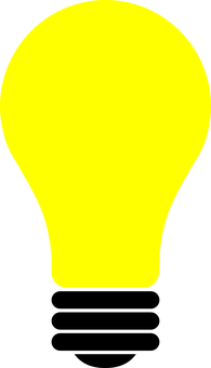 Bright Yellow Lightbulb Graphic PNG Image