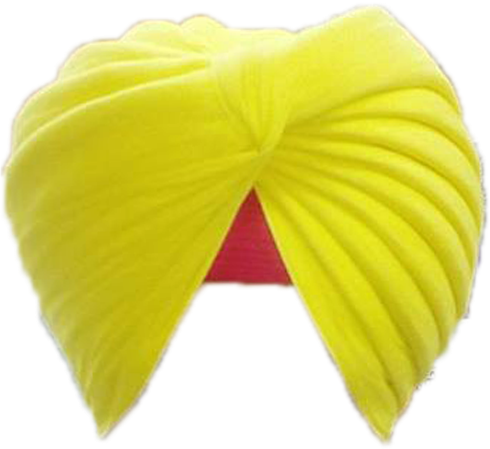 Bright Yellow Sikh Turban PNG Image