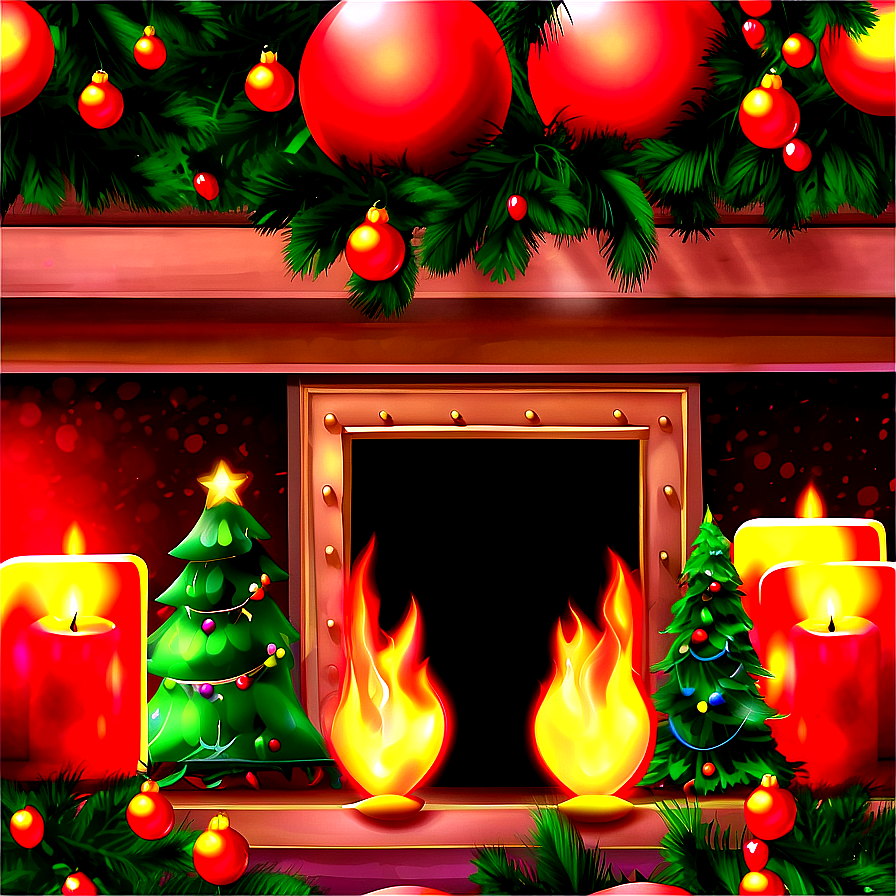 Brightly Lit Christmas Fireplace Png 06262024 PNG Image