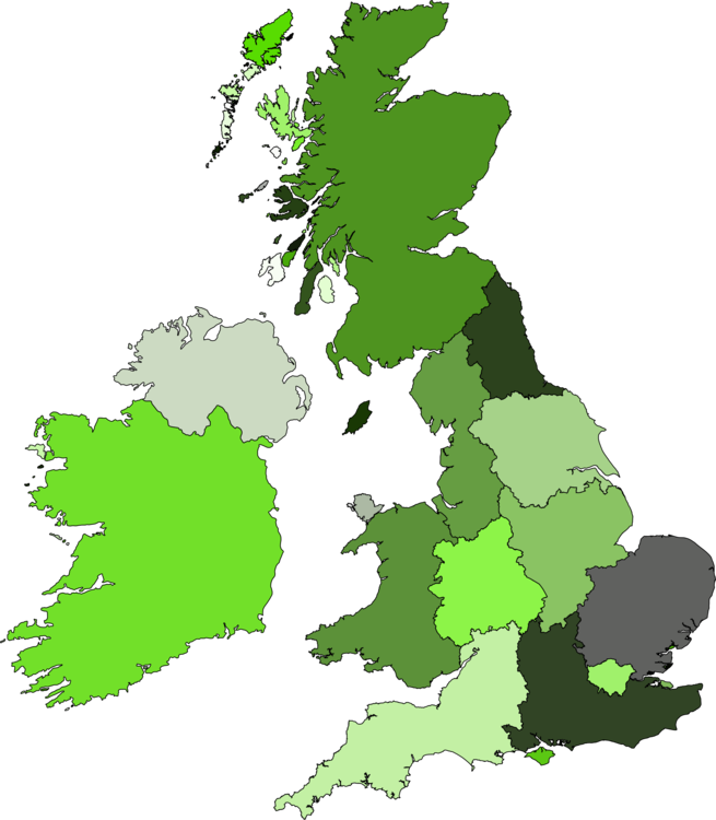 British Isles Color Coded Map PNG Image