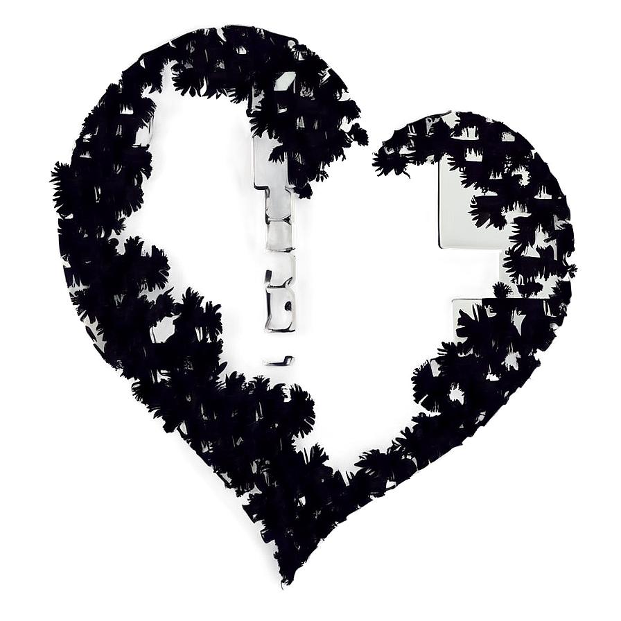 Broken Heart Silhouette Black Png Obk63 PNG Image