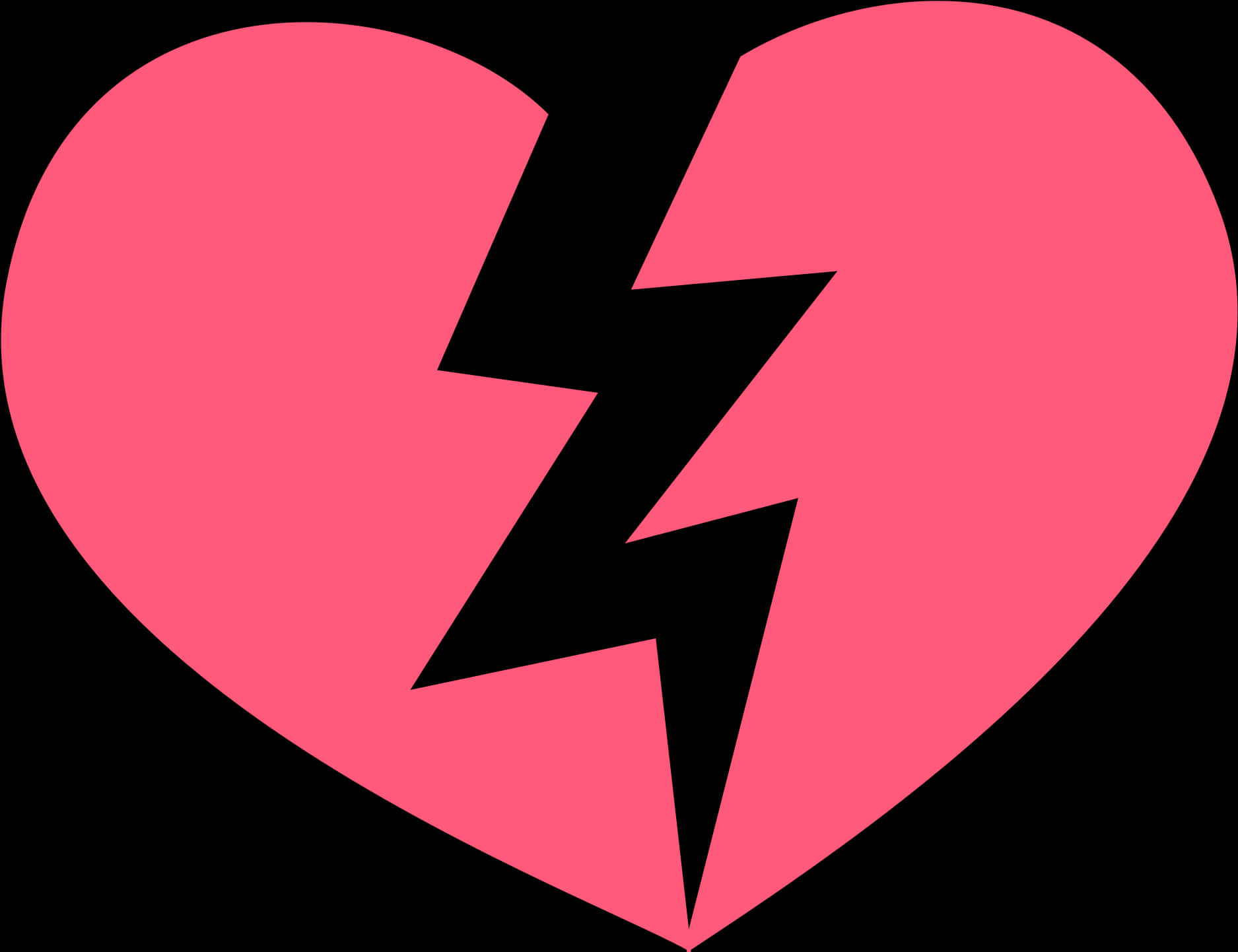 Broken Heart Symbol Pink Black Background PNG Image