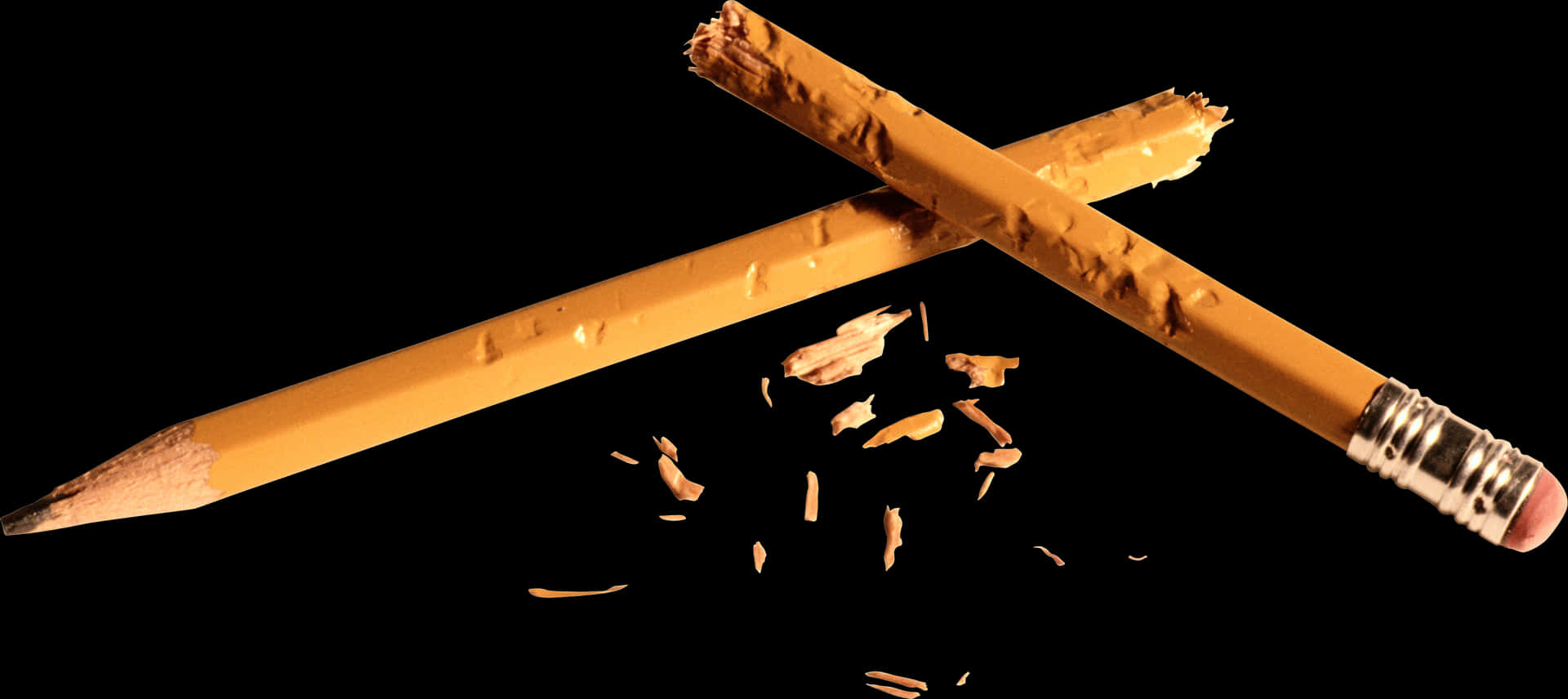 Broken Pencil Against Black Background PNG Image