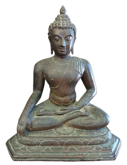 Bronze Buddha Statue Meditation Pose PNG Image