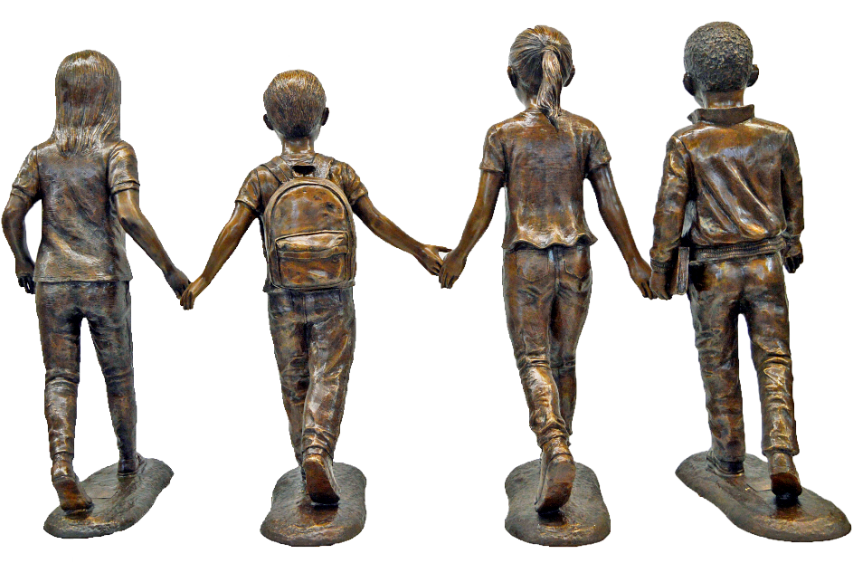 Bronze Children Handin Hand Sculpture PNG Image