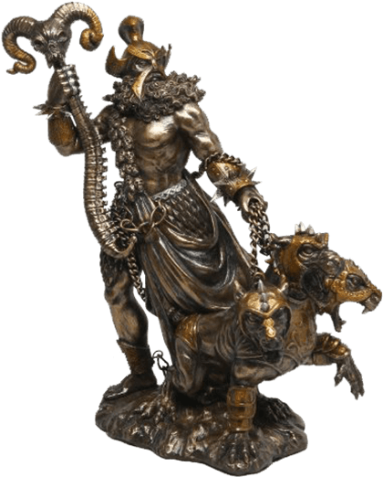 Bronze Hadesand Cerberus Statue PNG Image