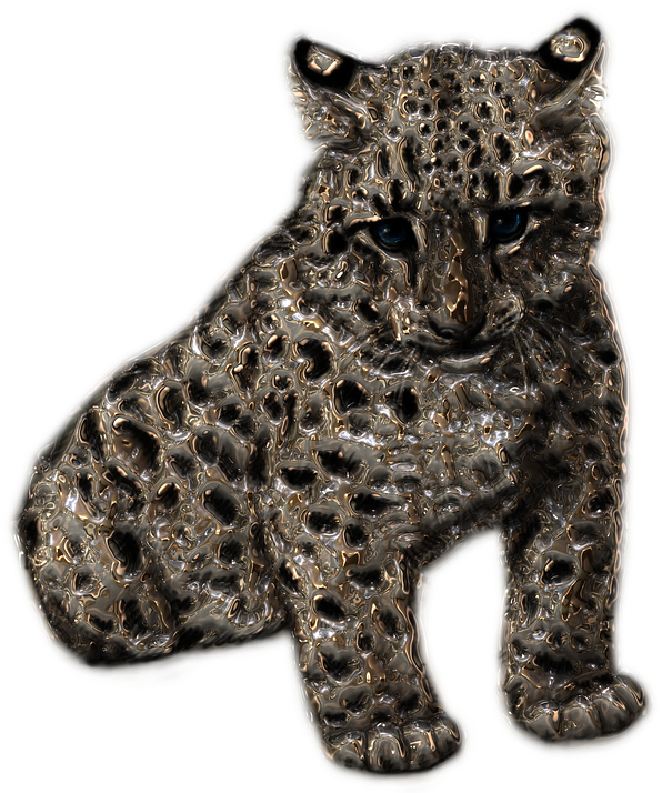 Bronze Leopard Sculpture PNG Image