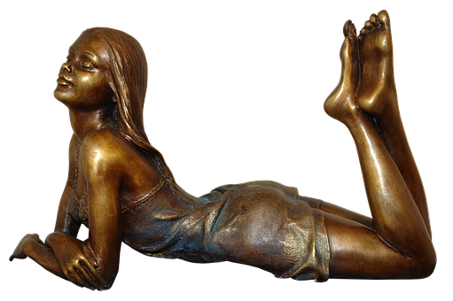 Bronze Sculpture Reclining Girl PNG Image