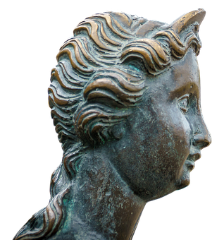 Bronze Unicorn Woman Sculpture PNG Image