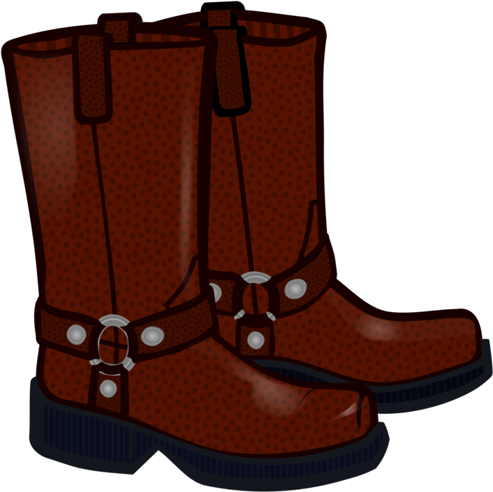 Brown Dotted Buckle Boots PNG Image