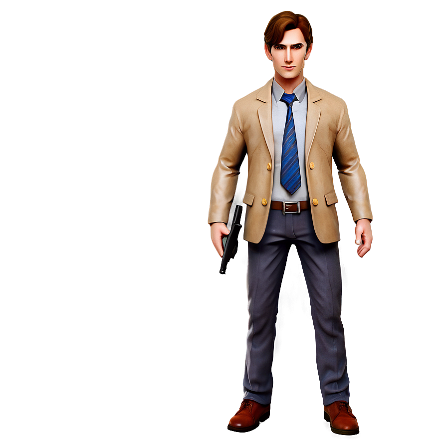 Brown Hair Detective Character Png Dfx PNG Image