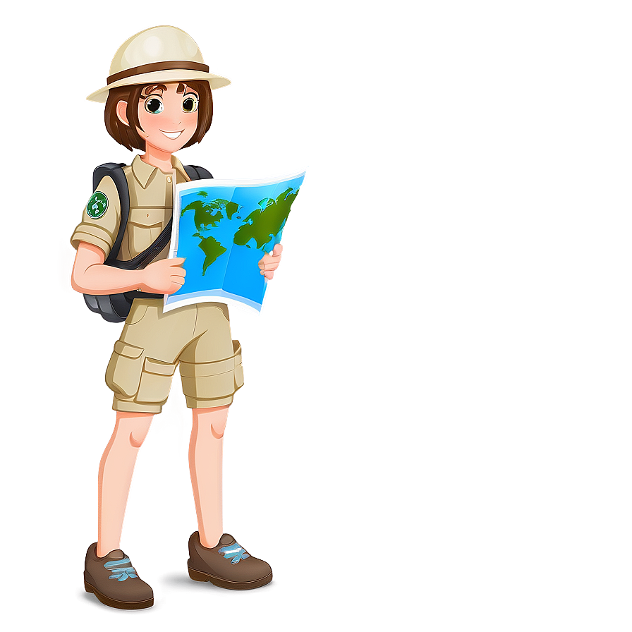 Brown Hair Explorer With Map Png 05252024 PNG Image