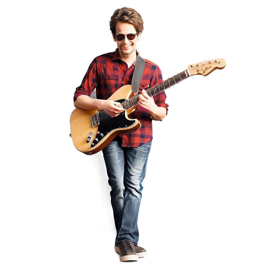 Brown Hair Guitarist On Stage Png 12 PNG Image