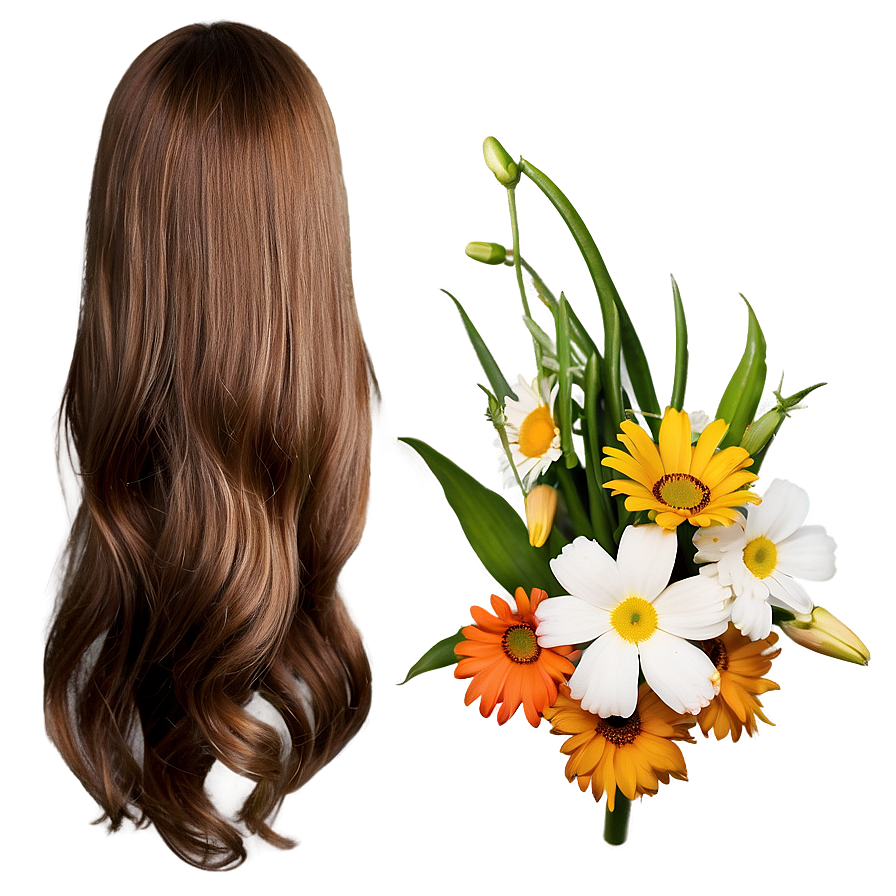 Brown Hair With Flowers Png Yak PNG Image