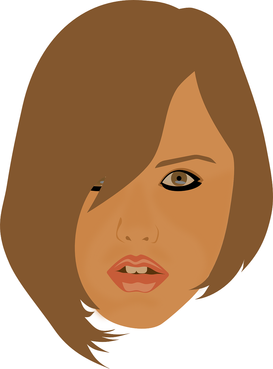 Brown Haired Female Vector Portrait PNG Image