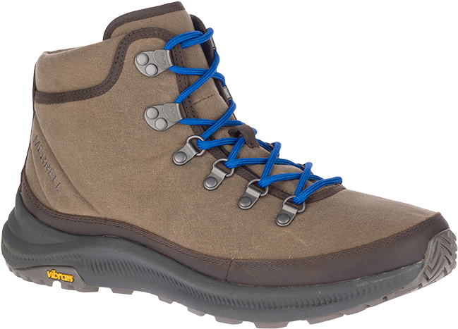 Brown Hiking Bootwith Blue Laces PNG Image