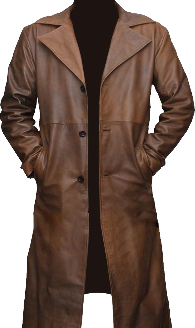 Brown Leather Coat Transparent Background PNG Image