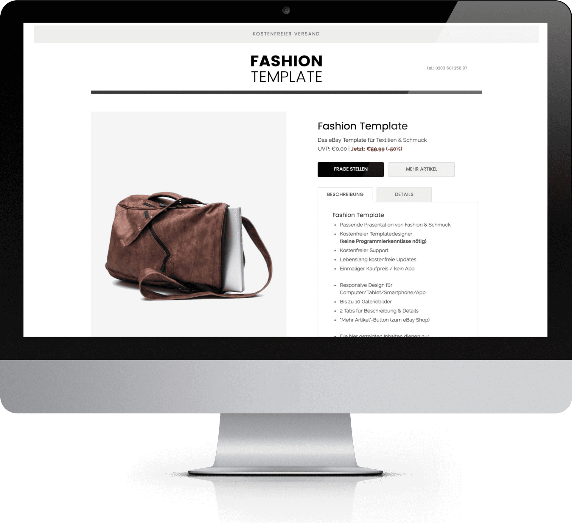 Brown Leather Handbag Ebay Listing Template PNG Image