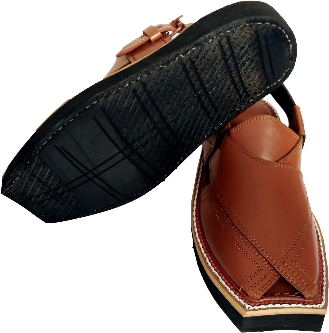 Brown Leather Sandal Isolated PNG Image