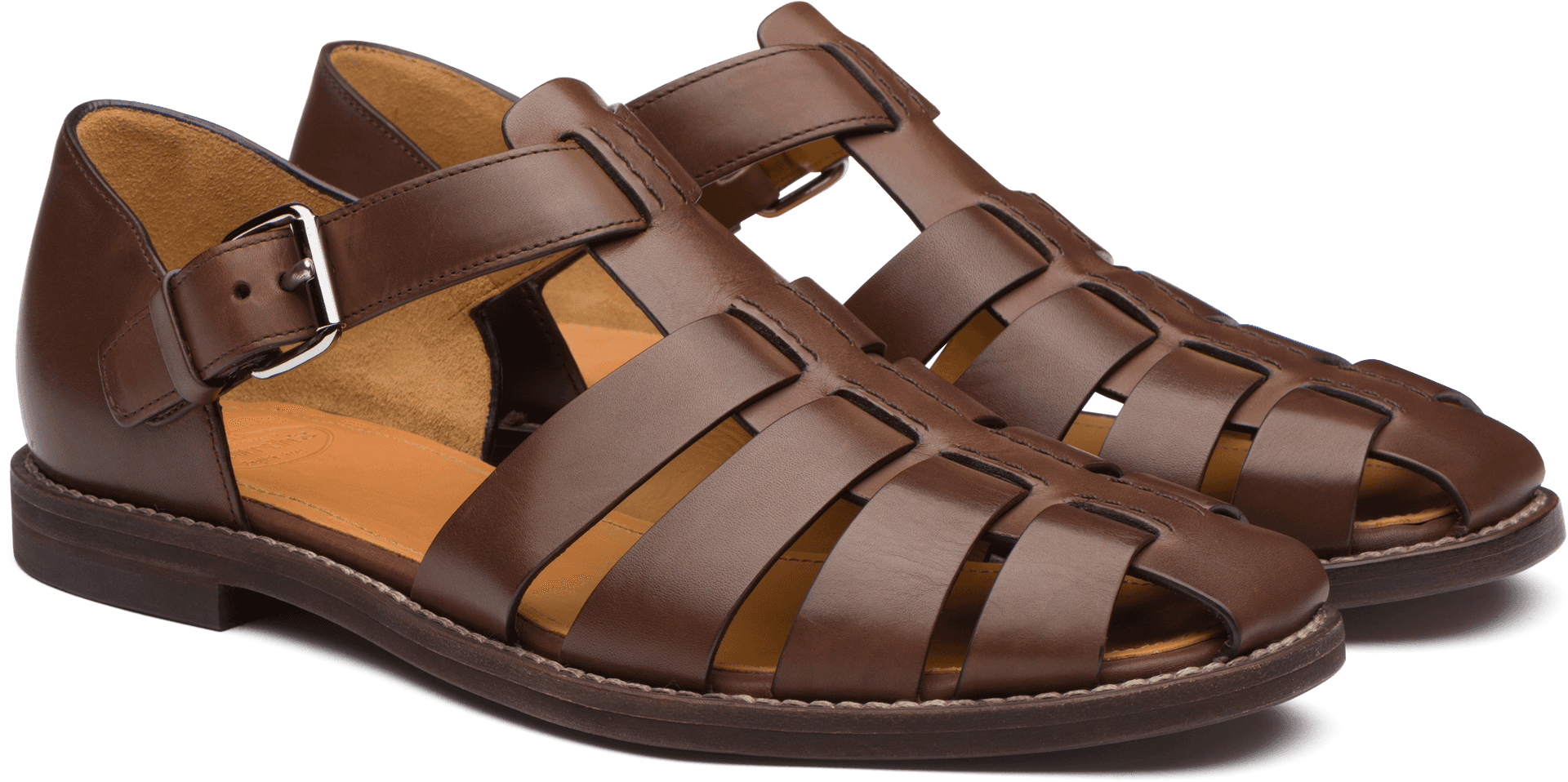 Brown Leather Sandals Product Showcase PNG Image